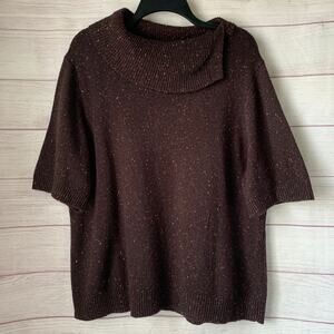 Sag Harbor Woman Brown Confetti Color Speckled Knit Sweater Cowl Neck Size 1X